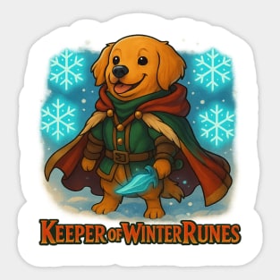 Keeper of Winter Runes – Fantasy Dog Adventurer Christmas Design Sticker